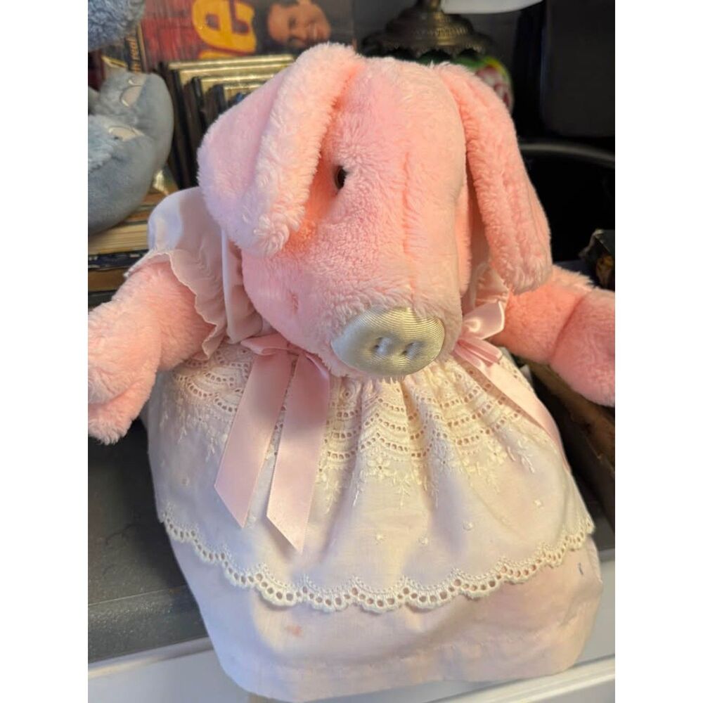 Vintage 1987 Rich's Priscilla Pink Pig Plush 14" Alexis USA 80s Dress Atlanta